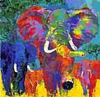 Leroy Neiman Famous Paintings - Elephant Charge